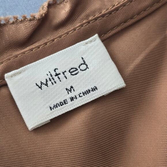 Aritzia Wilfred Cupro Silky Cami Top M Golden Tan Lace Trim Spaghetti Strap - Picture 4 of 7